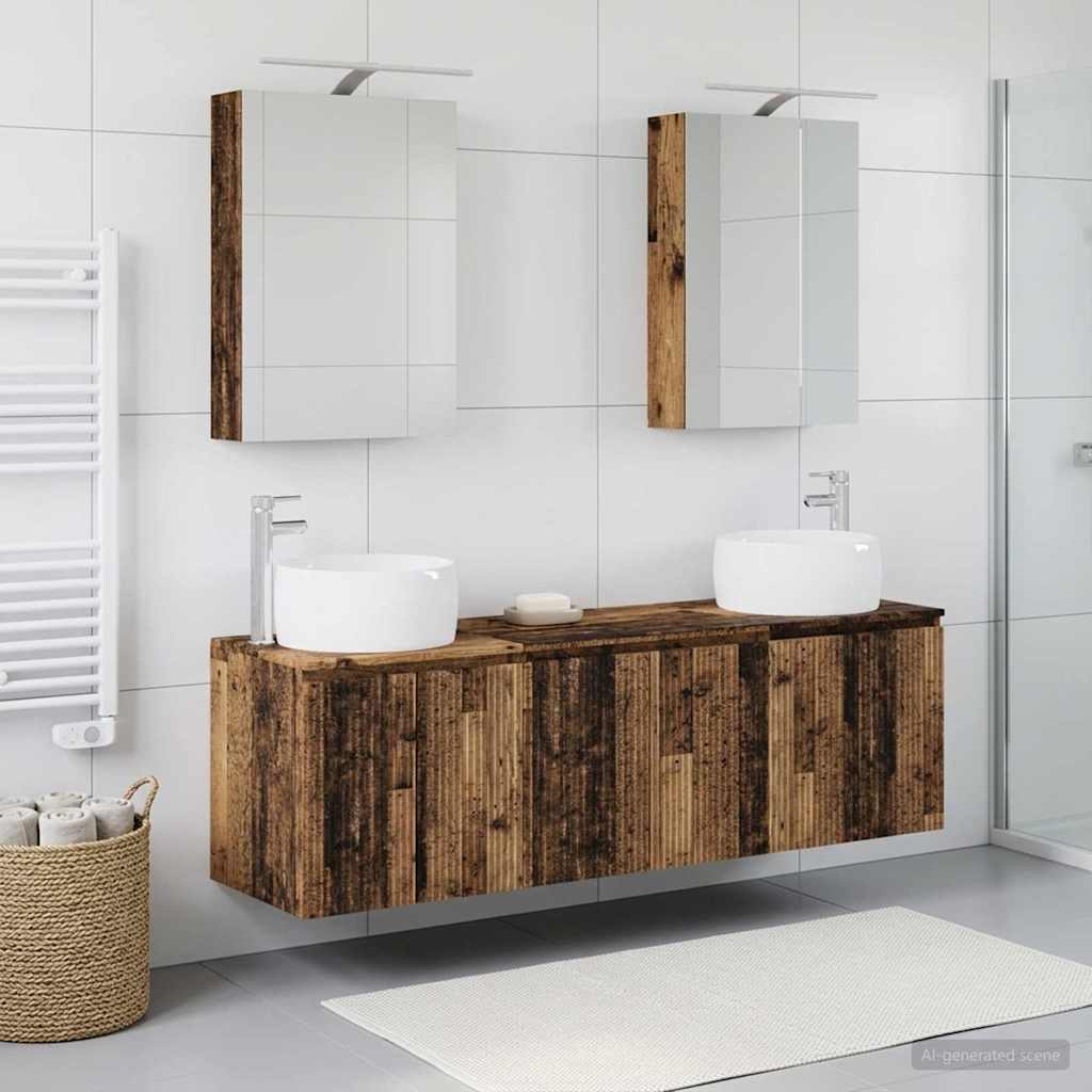 vidaXL Juego de Muebles de Baño 5 uds. Madera envejecida