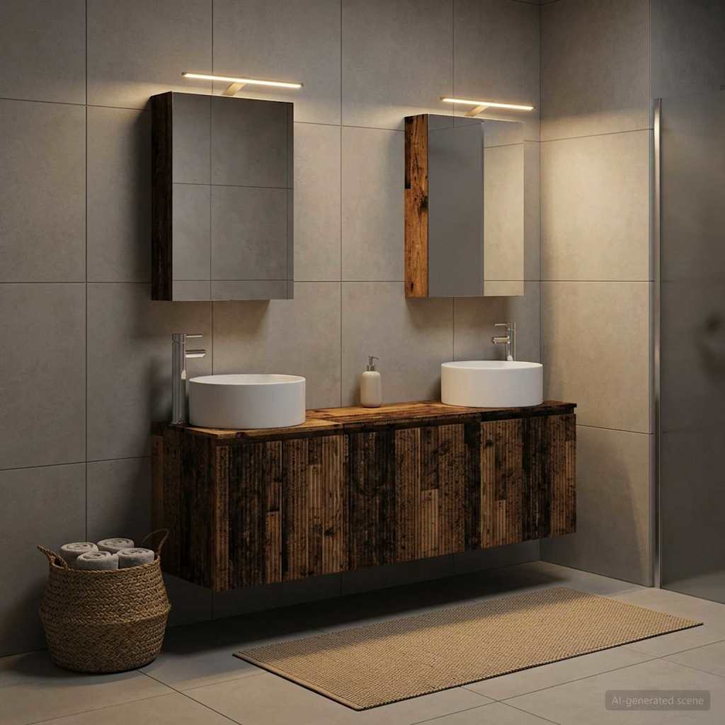 vidaXL Juego de Muebles de Baño 5 uds. Madera envejecida
