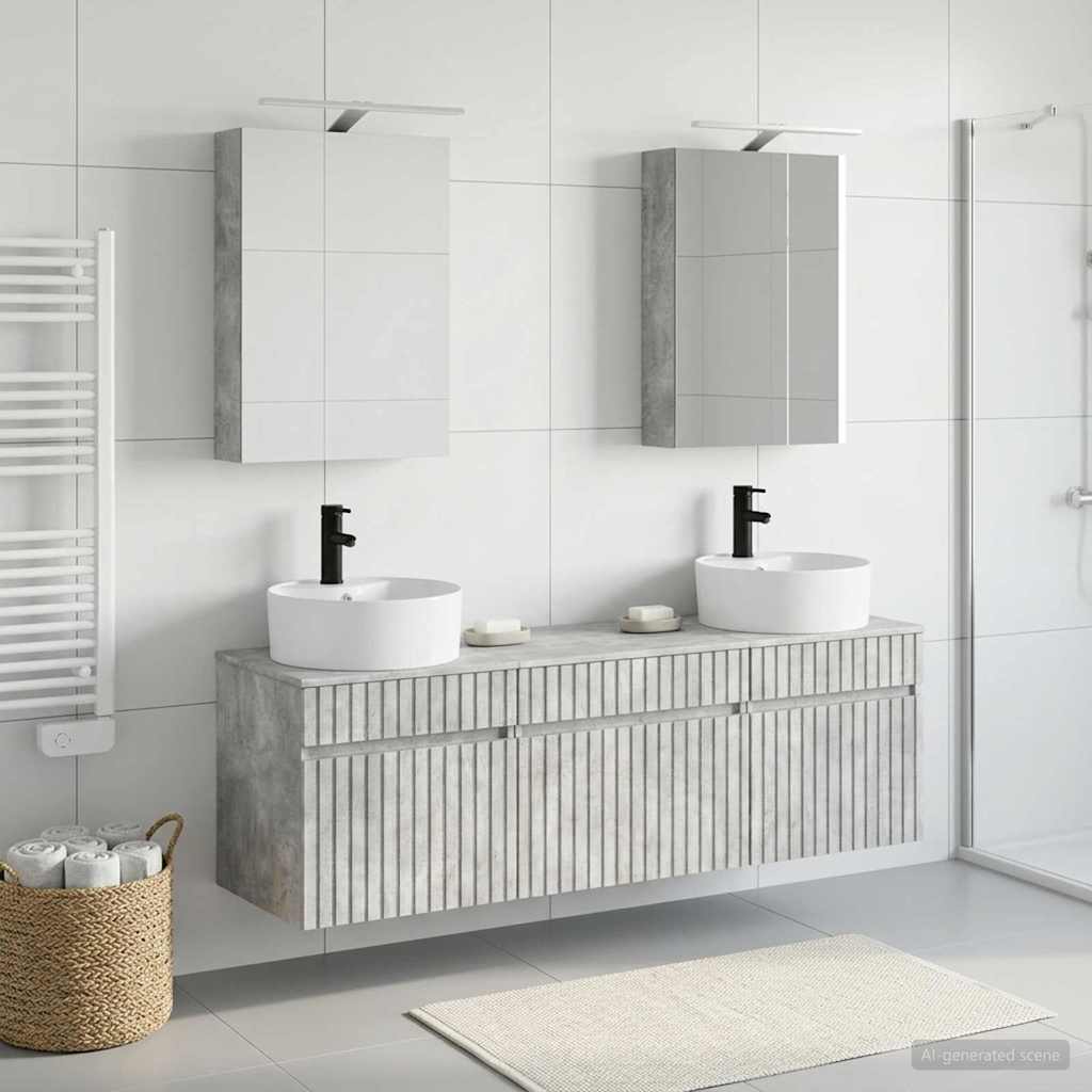 vidaXL Juego de Muebles de Baño 5 uds. Gris Hormigón