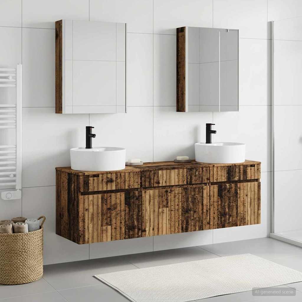 vidaXL Juego de Muebles de Baño 5 uds. Madera envejecida
