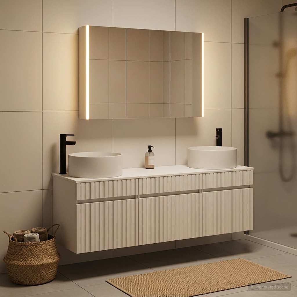 vidaXL Juego de Muebles de Baño 4 uds. Blanco Madera de ingeniería