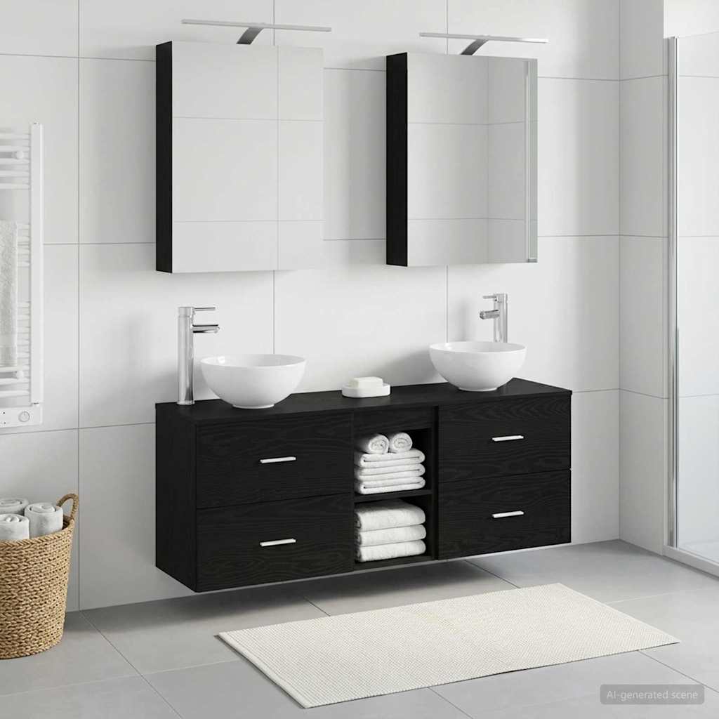vidaXL Juego de Muebles de Baño 5 uds. Roble Negro