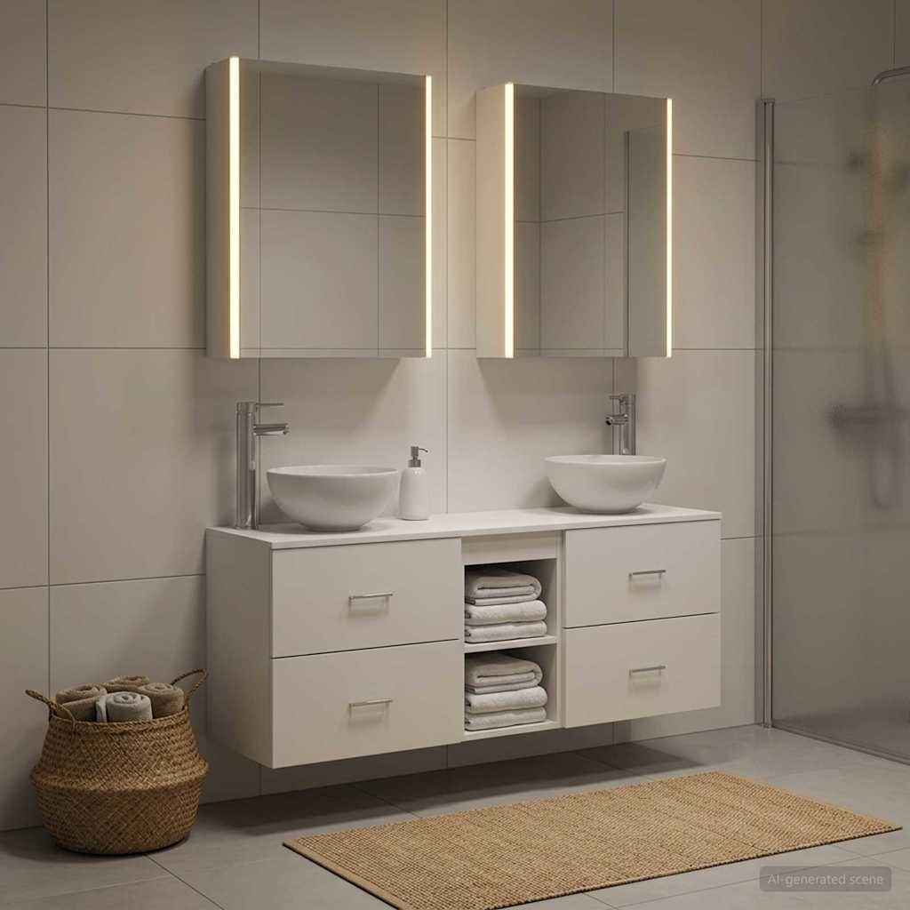 vidaXL Juego de Muebles de Baño 5 uds. Blanco Madera de ingeniería