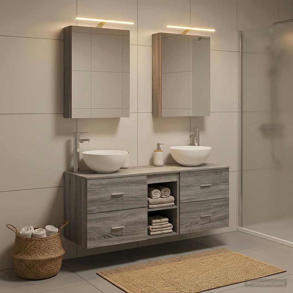 vidaXL Juego de muebles de baño 5 uds. Sonoma gris