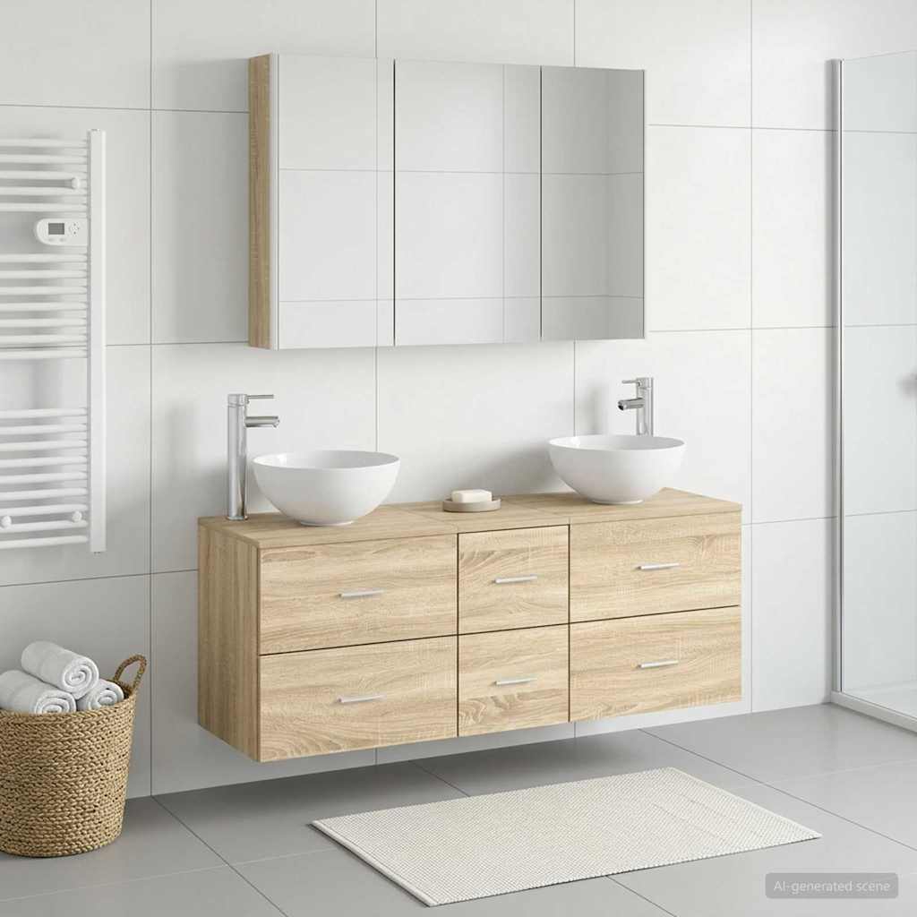 vidaXL Juego de muebles de baño 4 uds. Roble Sonoma