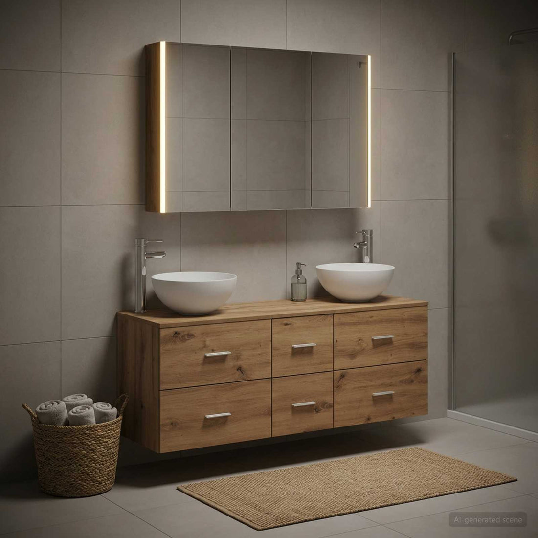 vidaXL Juego de muebles de baño 4 uds. Roble artisan