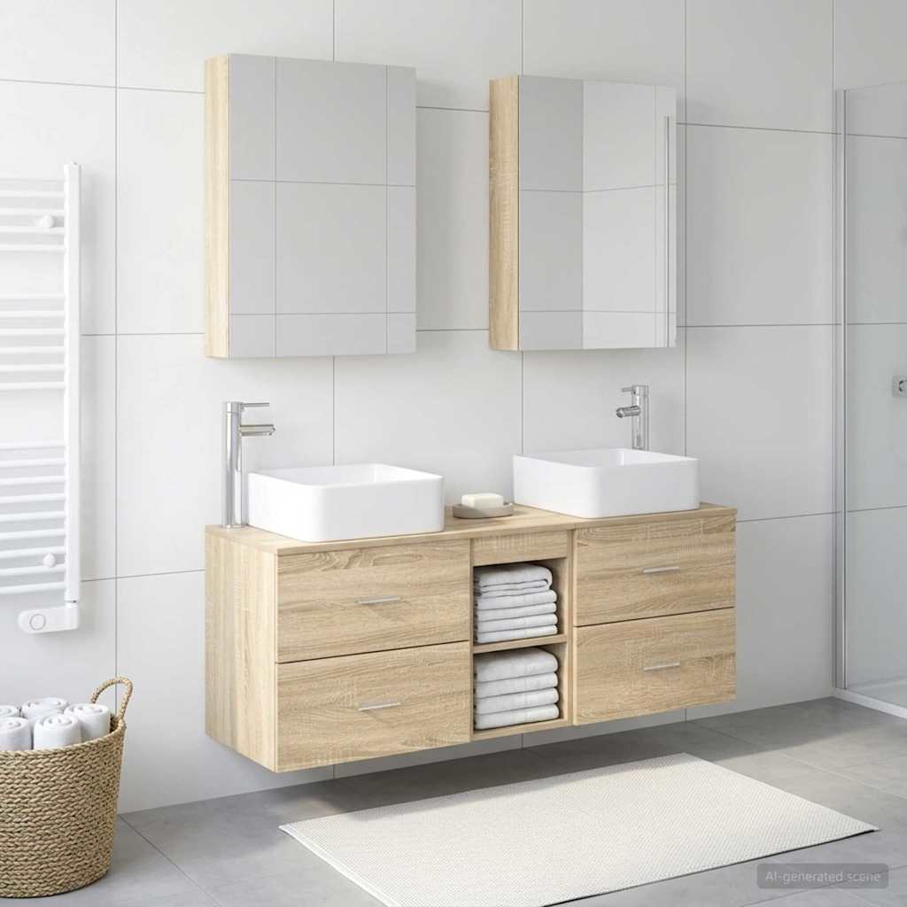 vidaXL Juego de muebles de baño 5 uds. Roble Sonoma