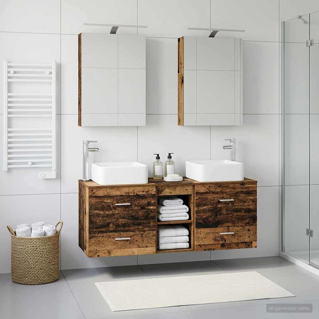 vidaXL Juego de muebles de baño 5 uds. Madera envejecida