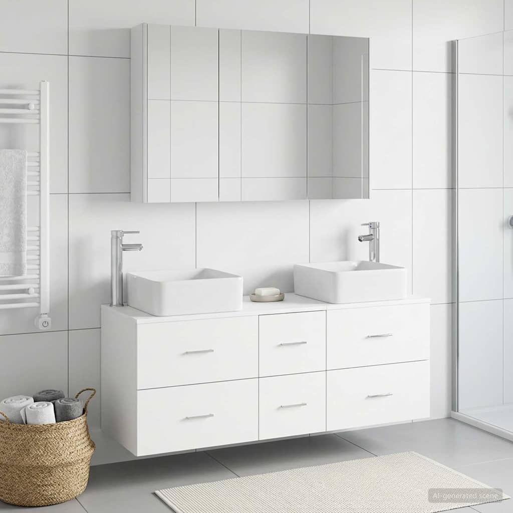 vidaXL Juego de muebles de baño 4 uds. Blanco