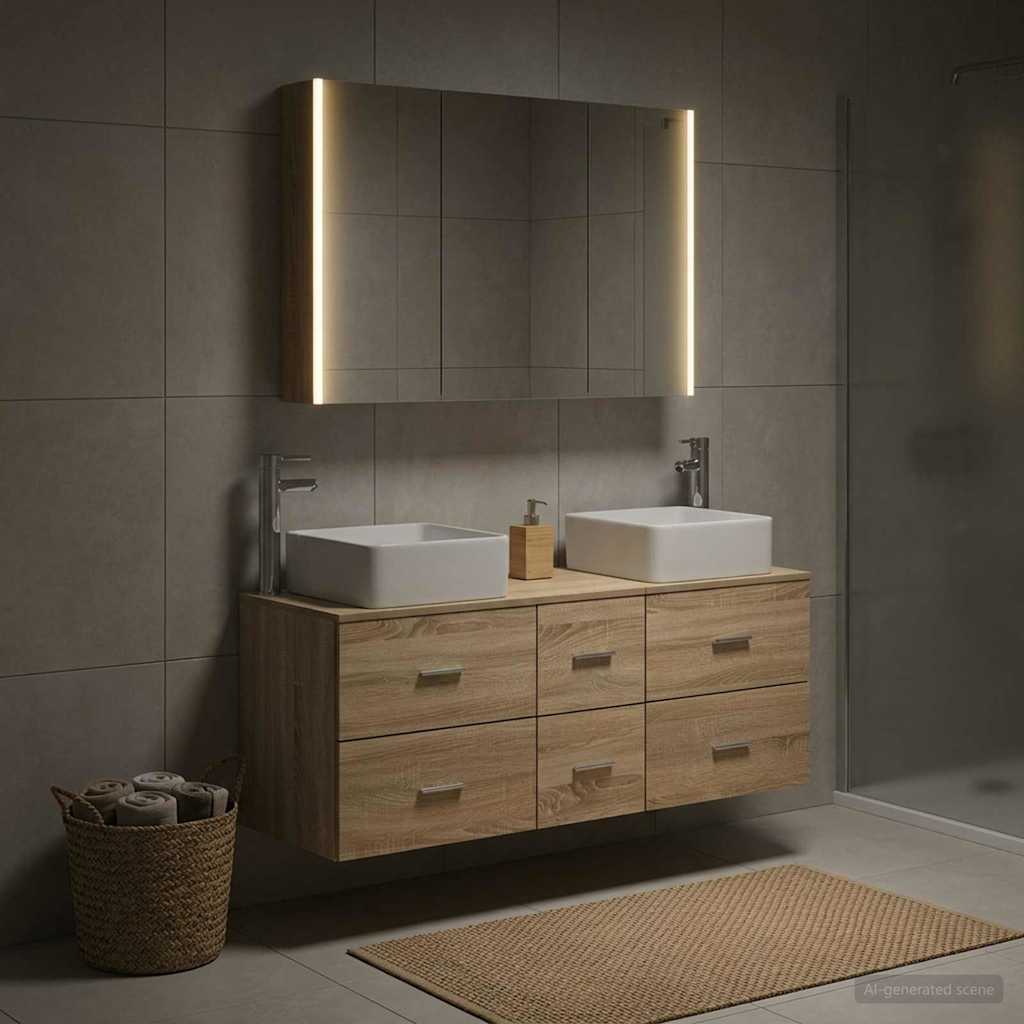 vidaXL Juego de muebles de baño 4 uds. Roble Sonoma