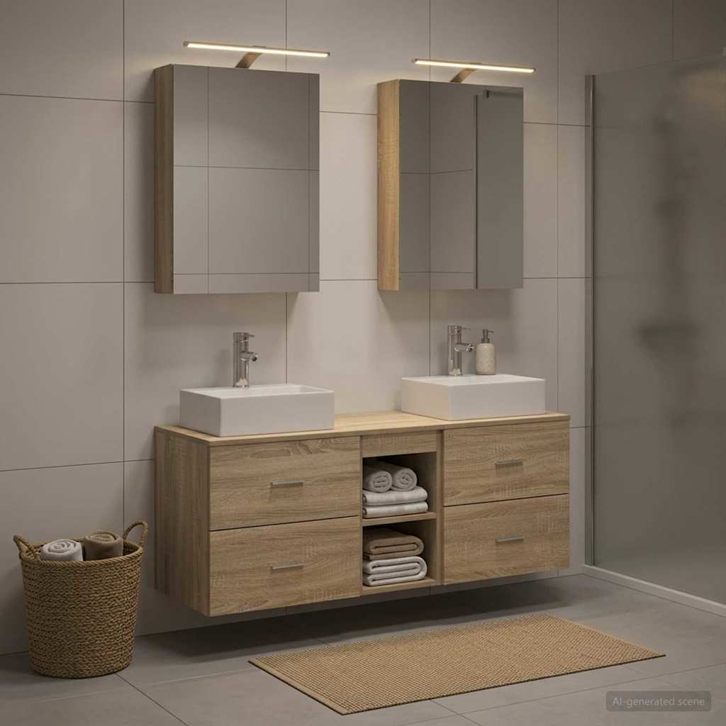 vidaXL Juego de muebles de baño 5 uds. Roble Sonoma