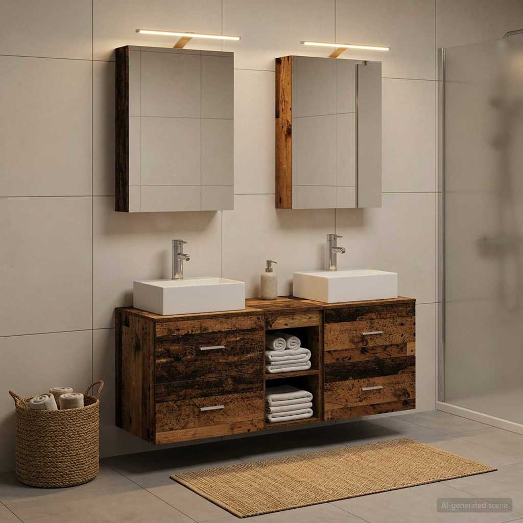 vidaXL Juego de muebles de baño 5 uds. Madera envejecida