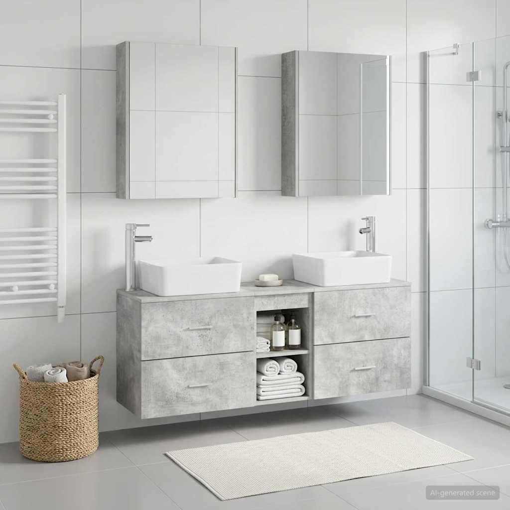 vidaXL Juego de muebles de baño 5 uds. Gris Hormigón
