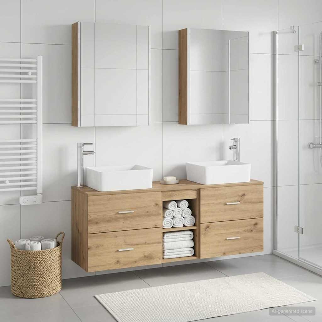 vidaXL Juego de muebles de baño 5 uds. Roble artisan