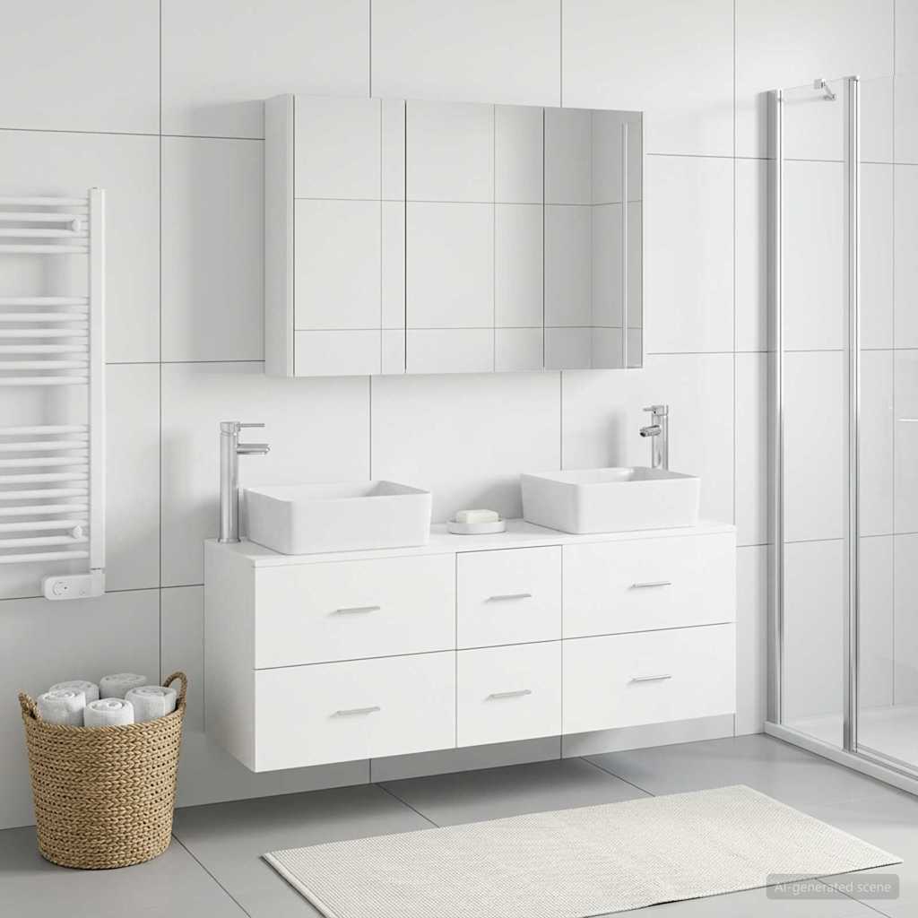 vidaXL Juego de muebles de baño 4 uds. Blanco