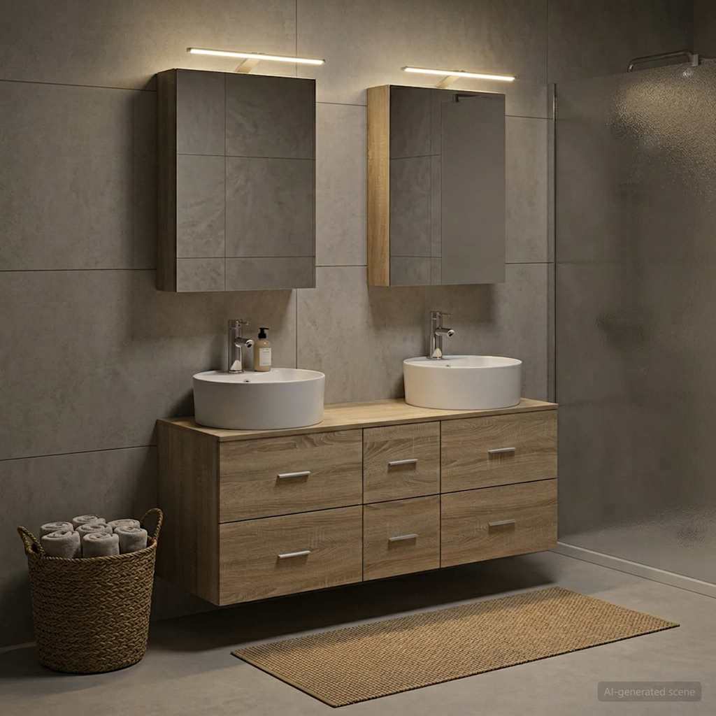 vidaXL Juego de muebles de baño 5 uds. Roble Sonoma