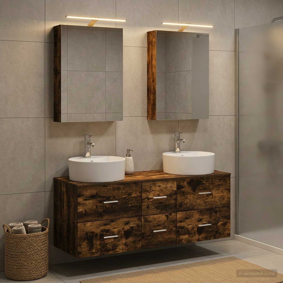 vidaXL Juego de muebles de baño 5 uds. Roble Ahumado