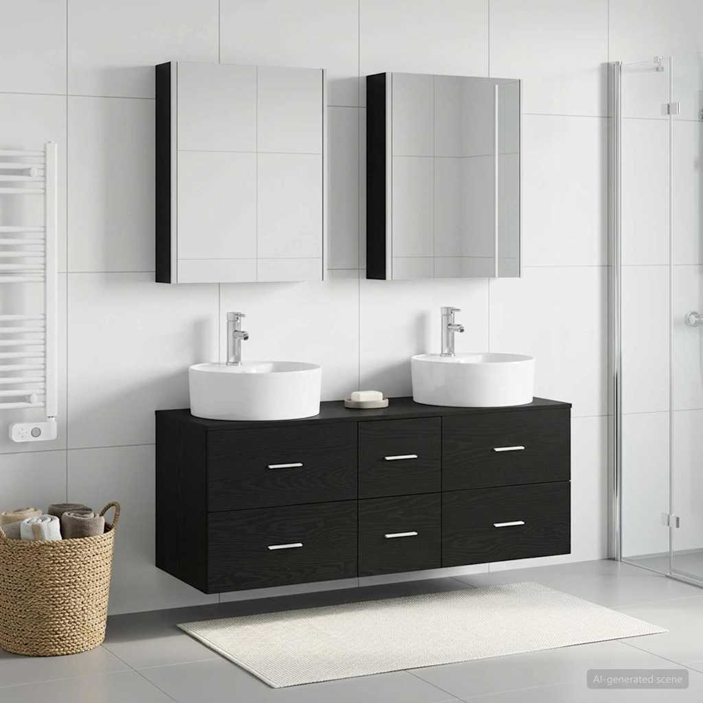 vidaXL Juego de muebles de baño 5 uds. Roble Negro