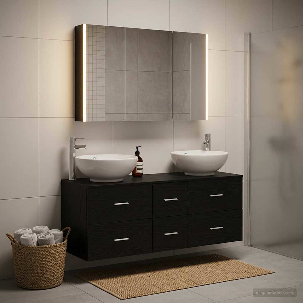 vidaXL Juego de muebles de baño 4 uds. Roble Negro