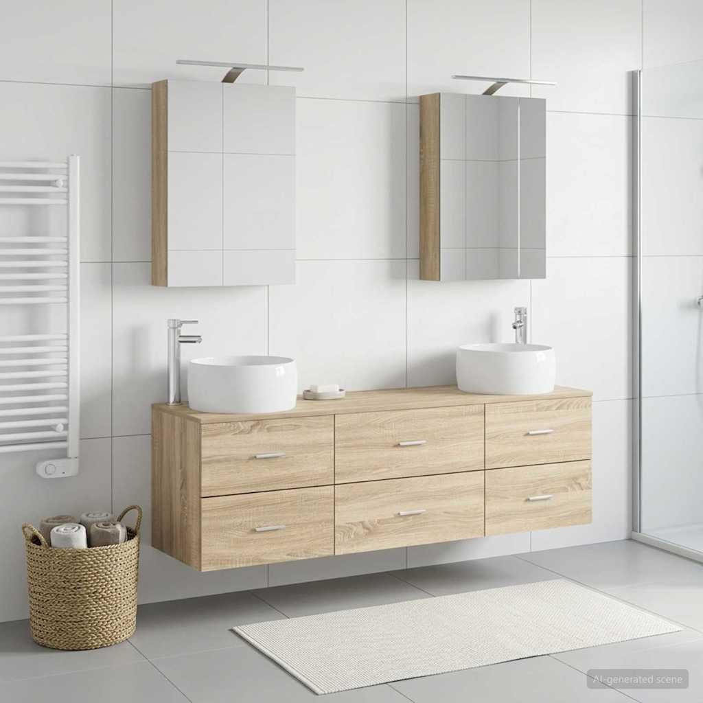 vidaXL Juego de muebles de baño 5 uds. Roble Sonoma