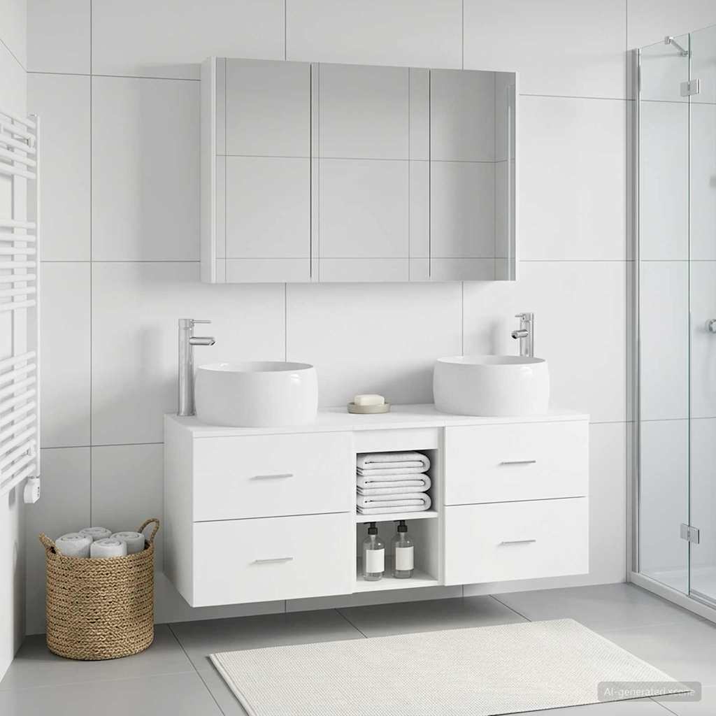 vidaXL Juego de muebles de baño 4 uds. Blanco