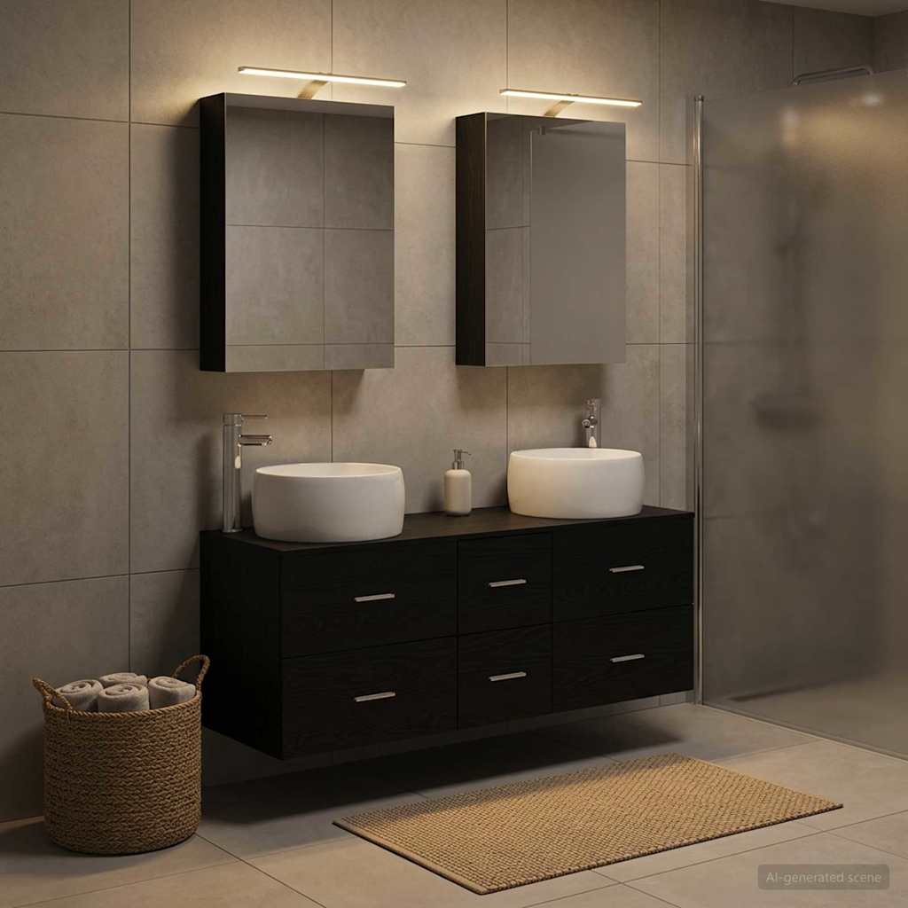 vidaXL Juego de muebles de baño 5 uds. Roble Negro