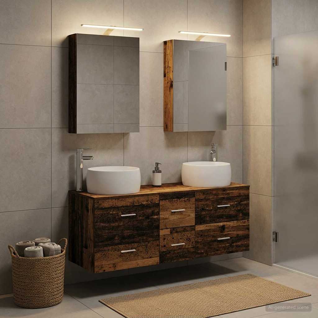 vidaXL Juego de muebles de baño 5 uds. Madera envejecida