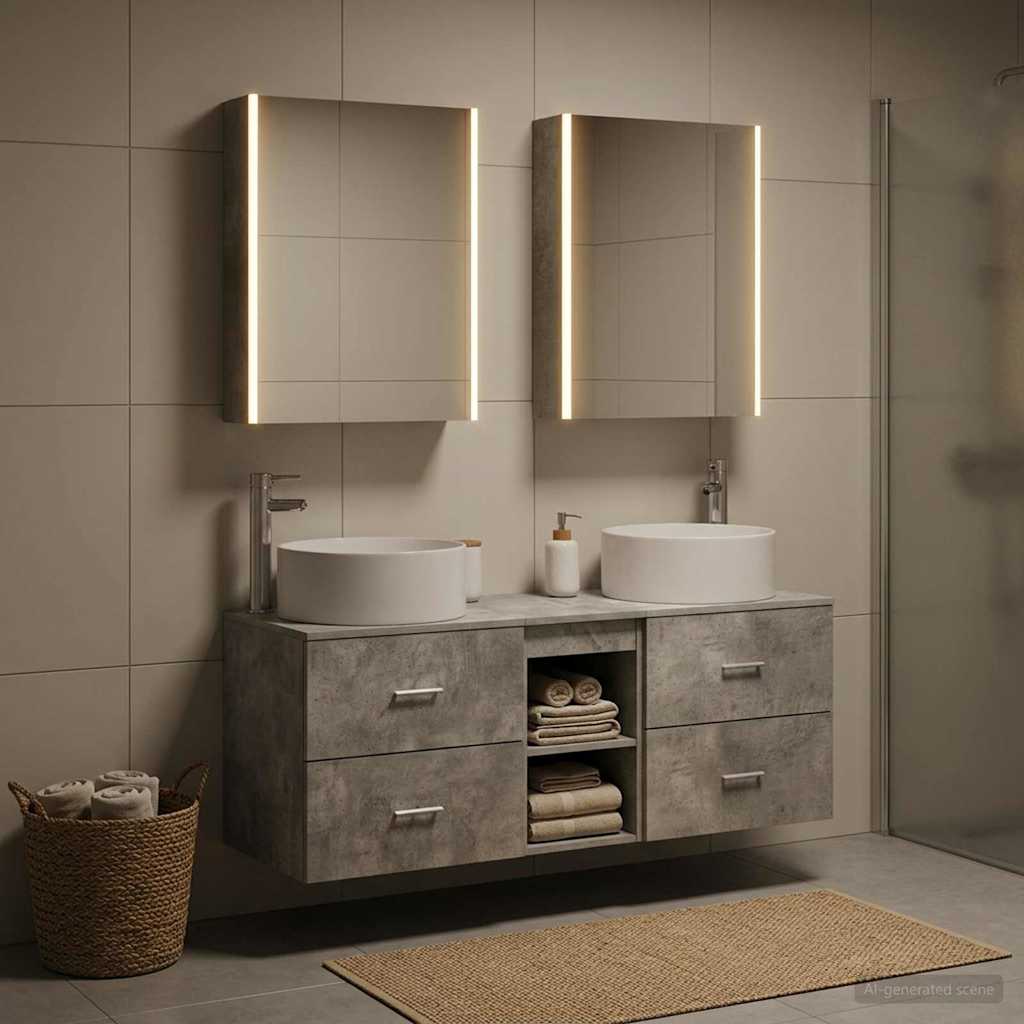 vidaXL Juego de muebles de baño 5 uds. Gris Hormigón