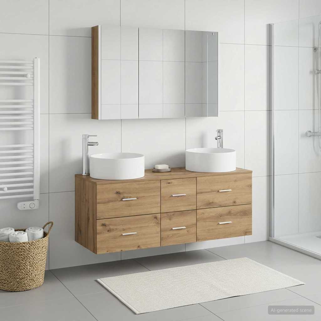 vidaXL Juego de muebles de baño 4 uds. Roble artisan