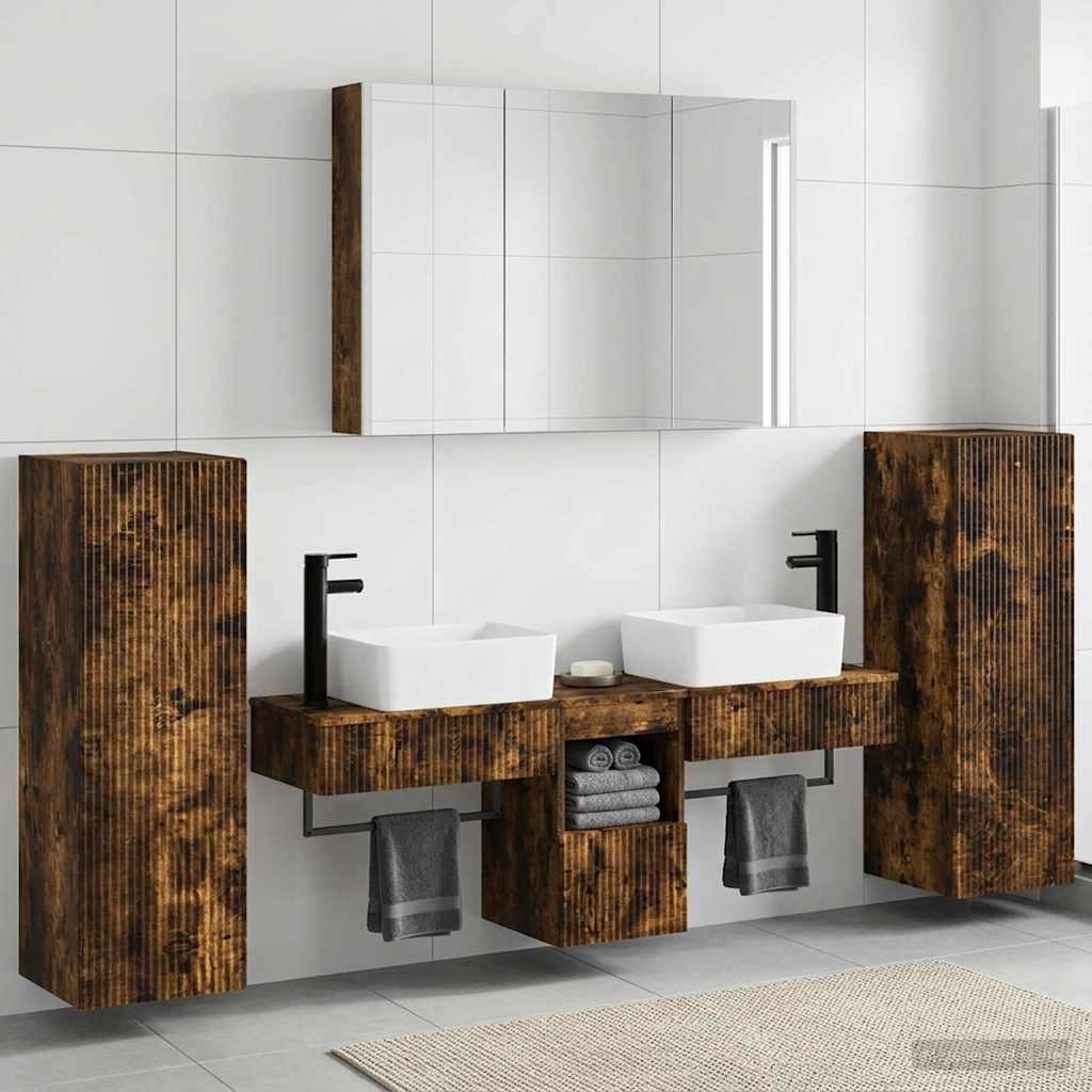 vidaXL Juego de muebles de baño 6 uds. Roble Ahumado