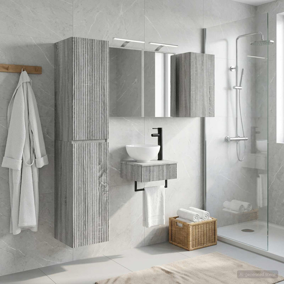 vidaXL Juego de muebles de baño 5 uds. Sonoma gris