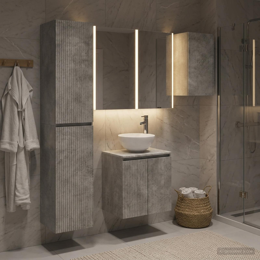vidaXL Juego de Muebles de Baño 5 uds. Gris Hormigón