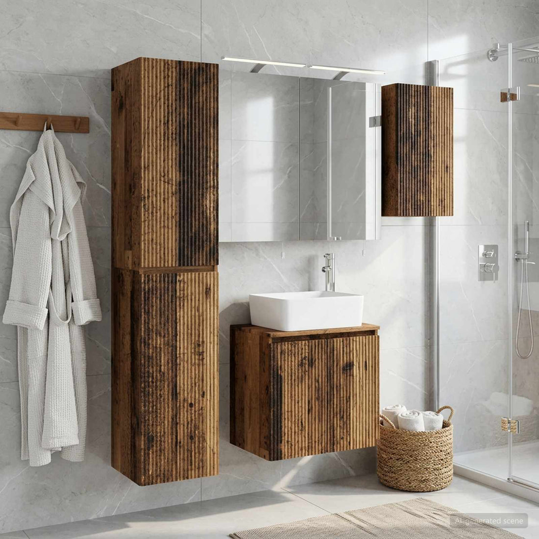 vidaXL Juego de Muebles de Baño 5 uds. Madera envejecida