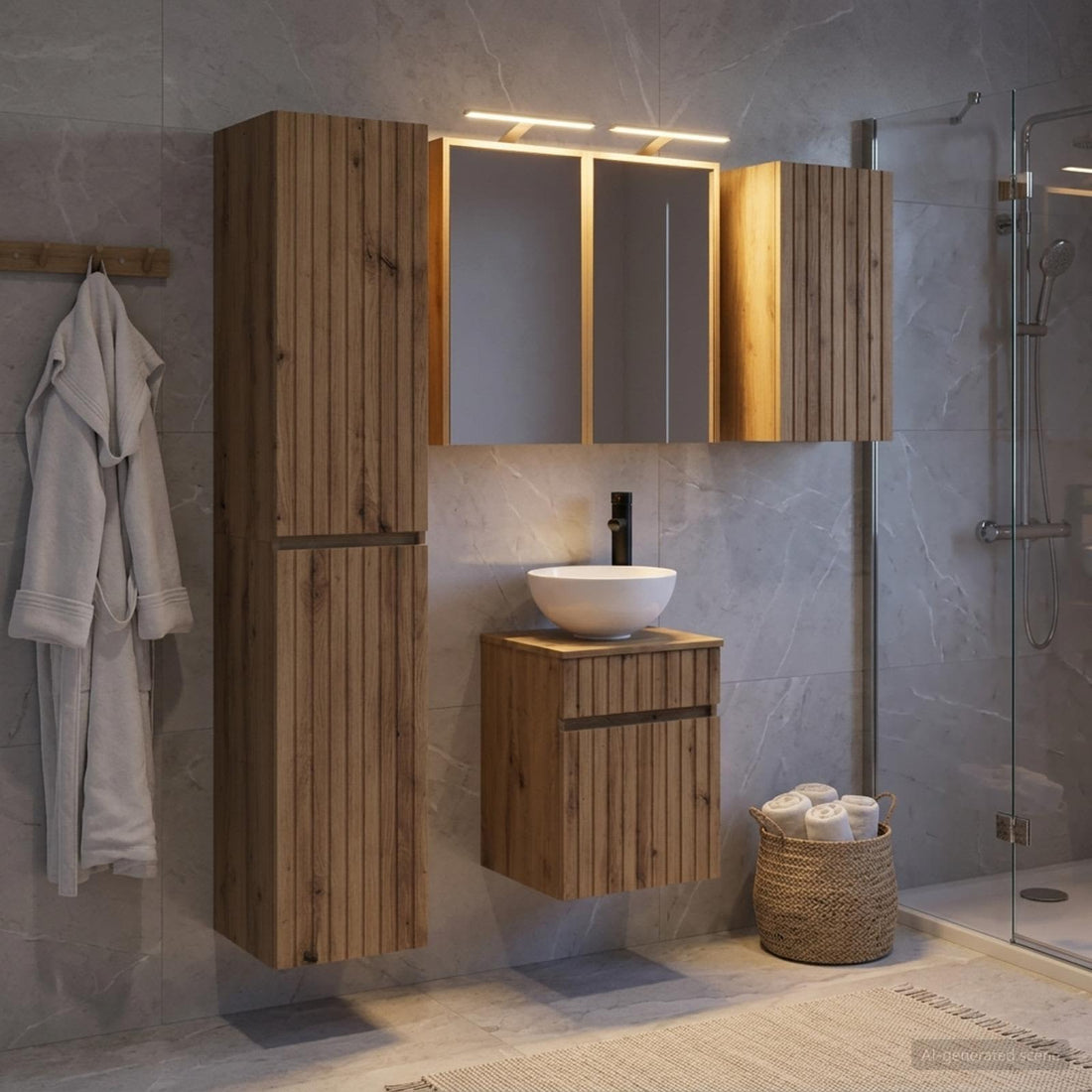vidaXL Juego de Muebles de Baño 5 uds. Roble artisan