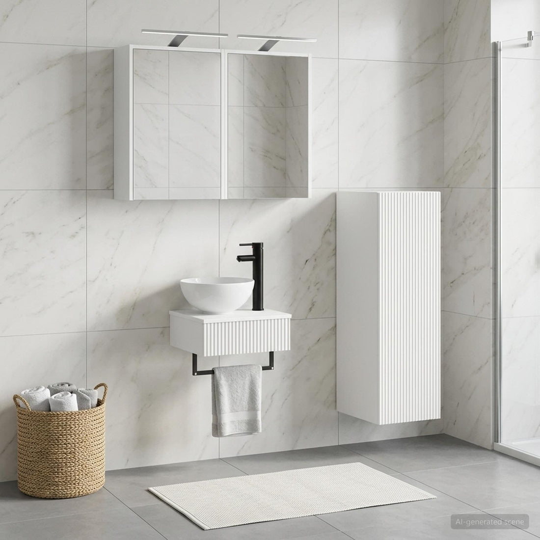 vidaXL Juego de Muebles de Baño 4 uds. Blanco Madera de ingeniería