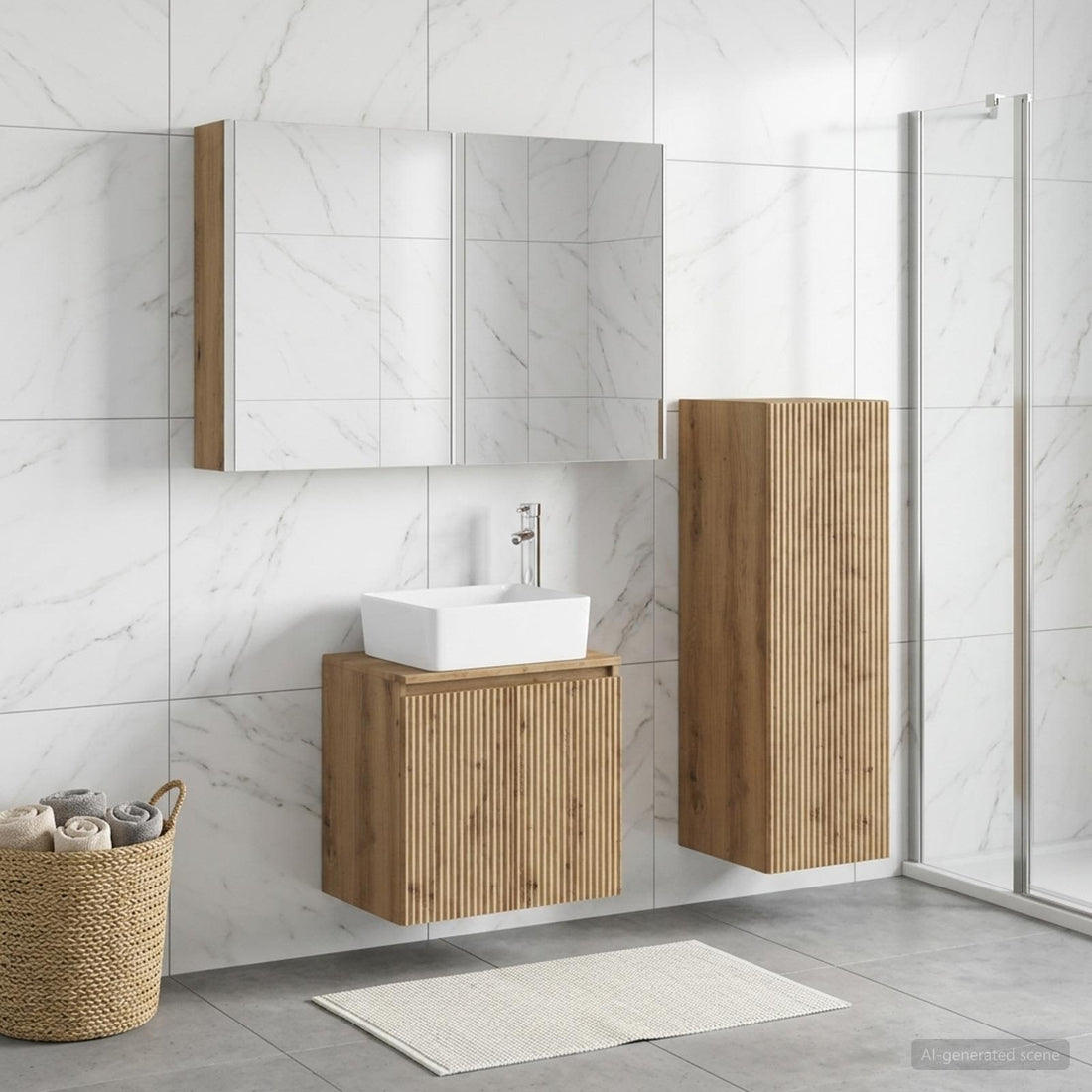 vidaXL Juego de muebles de baño 4 uds. Roble artisan