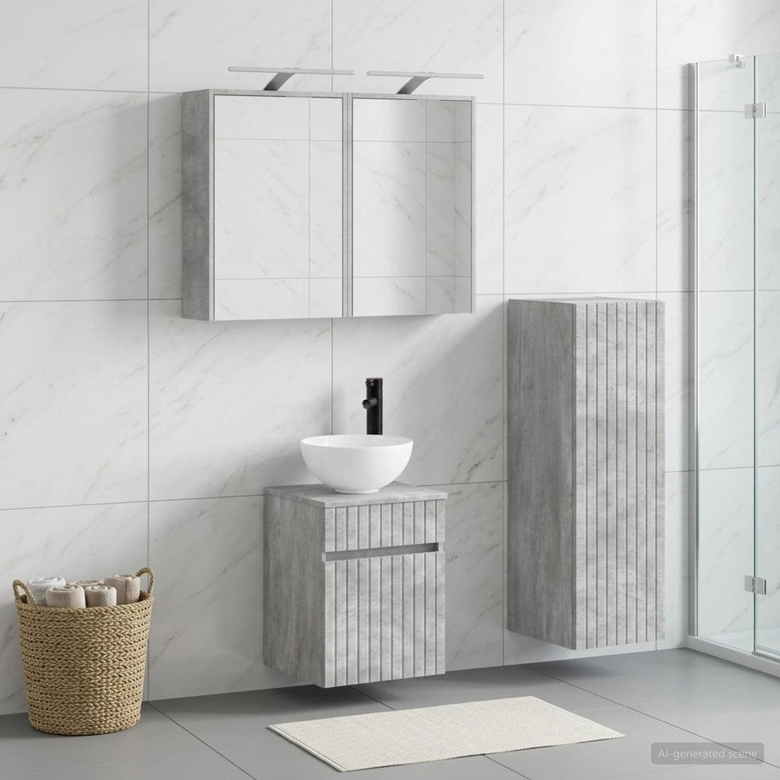 vidaXL Juego de muebles de baño 4 uds. Gris Hormigón