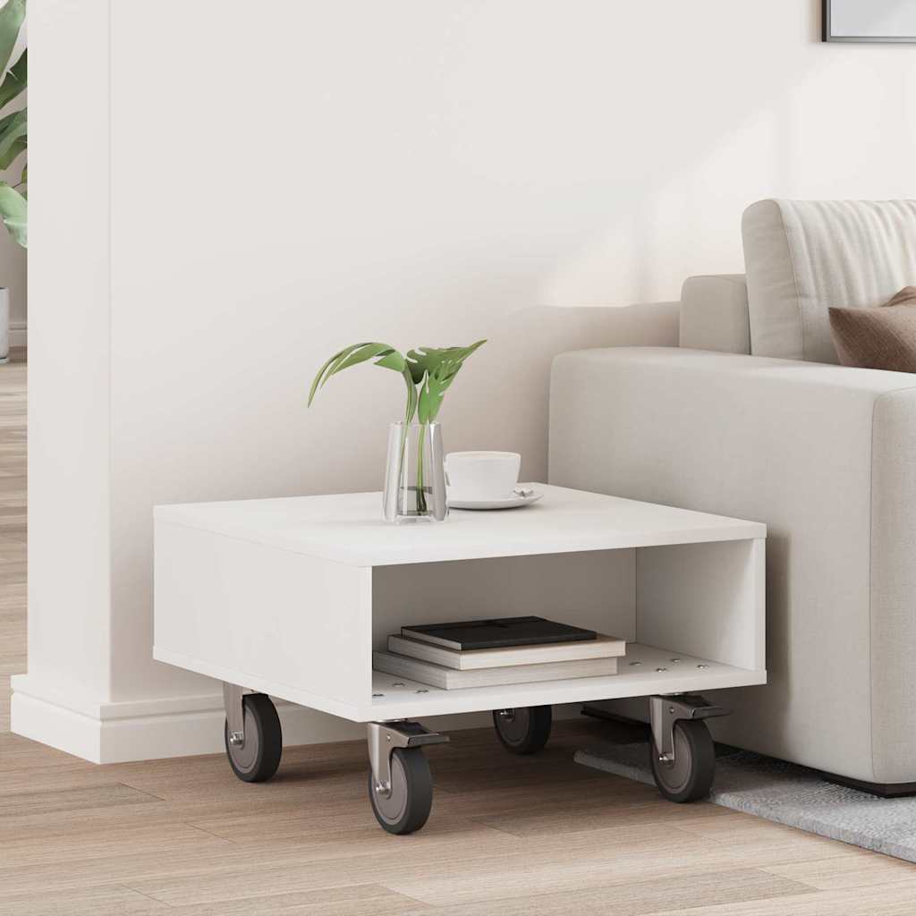 vidaXL Mesa Lateral con Ruedas 50,5 x 50 x 30 cm Madera de ingeniería
