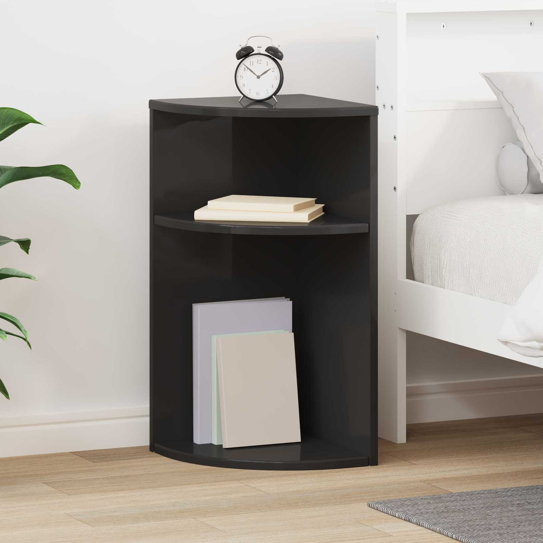 vidaXL Mesa Auxiliar Negro 29,6 x 29,6 x 60 cm Madera de ingeniería