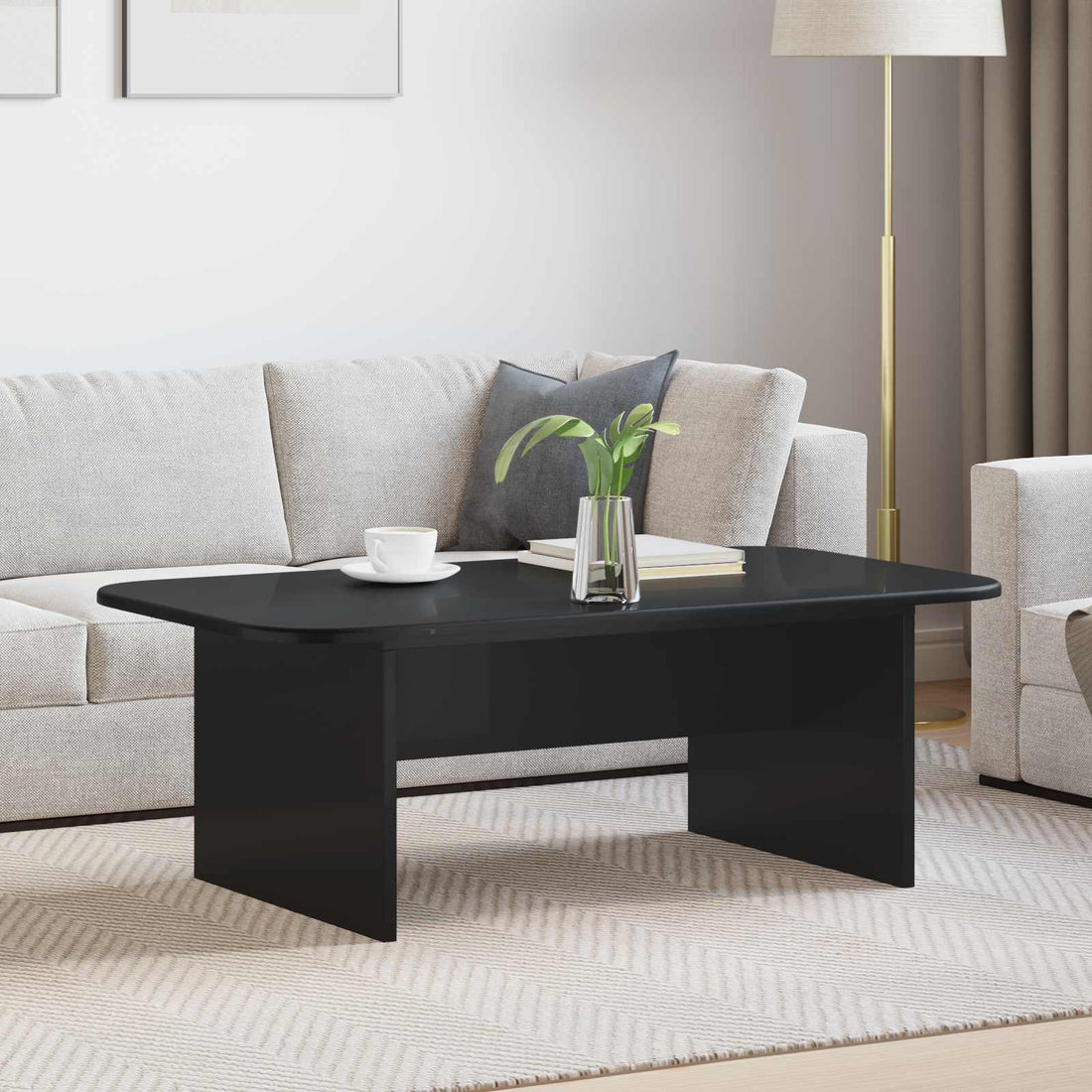 vidaXL Mesa de Café Negro 93 x 53 x 33 cm Madera de ingeniería