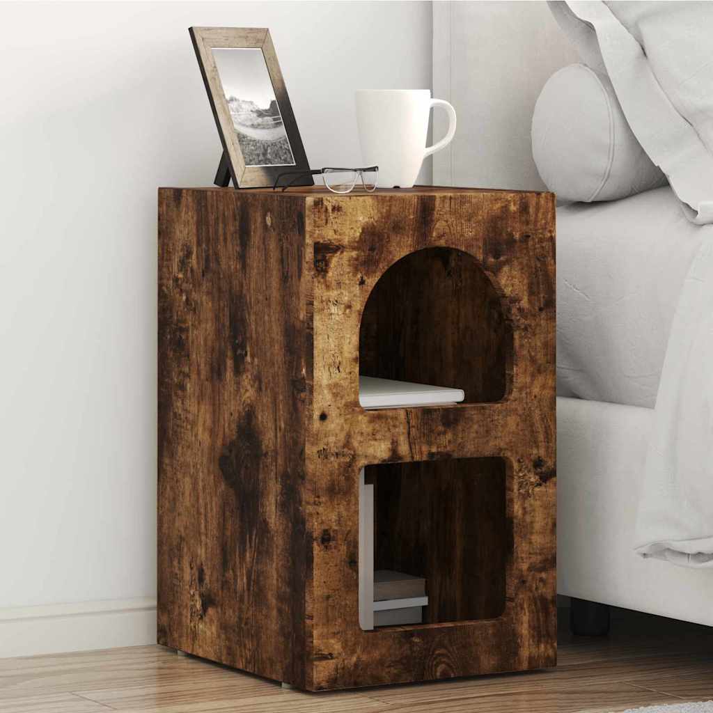 vidaXL Mesita de Noche ELST 2 uds. Roble ahumado 29,5 x 33,5 x 50 cm