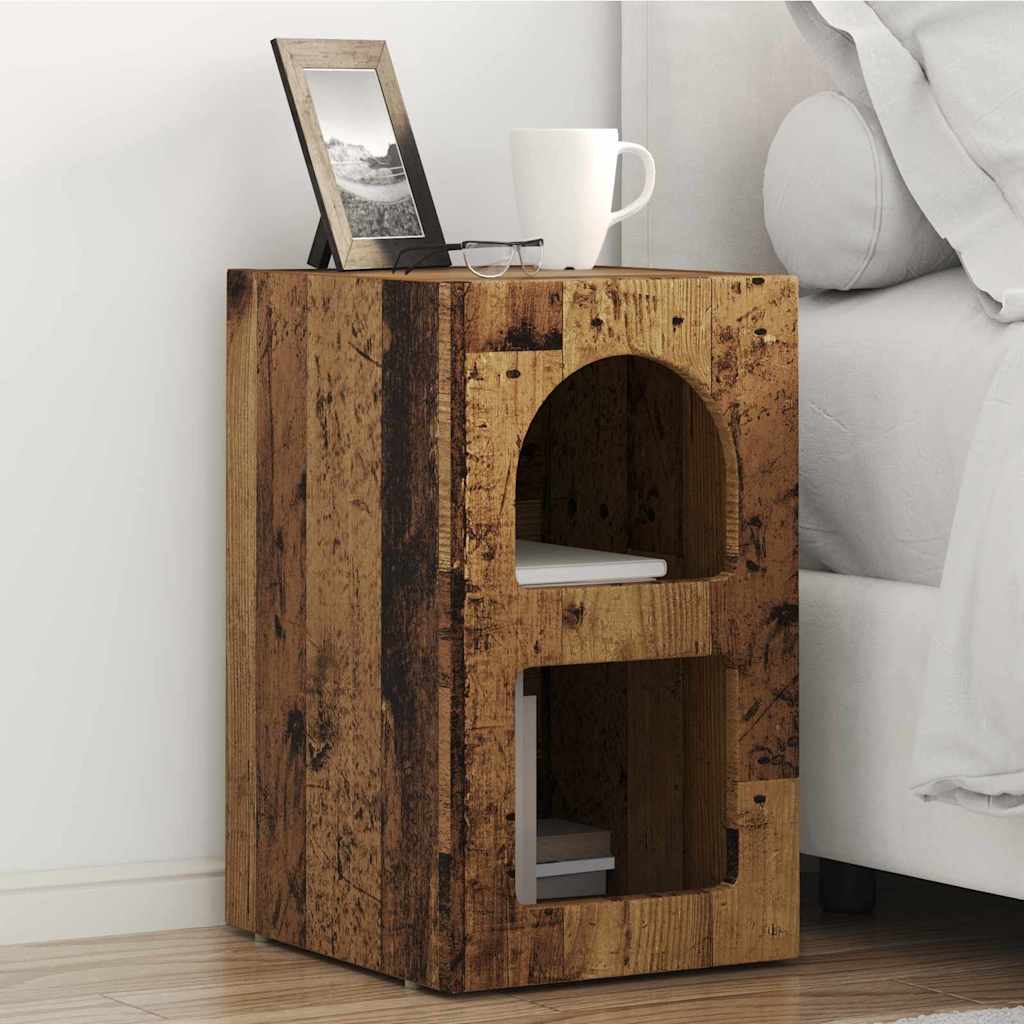 vidaXL Mesita de Noche ELST Madera vieja 29,5 x 33,5 x 50 cm