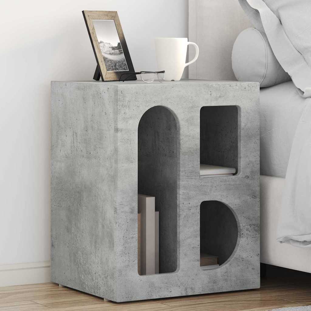 vidaXL Mesita de Noche ELST Gris Concreto 40 x 35 x 50 cm