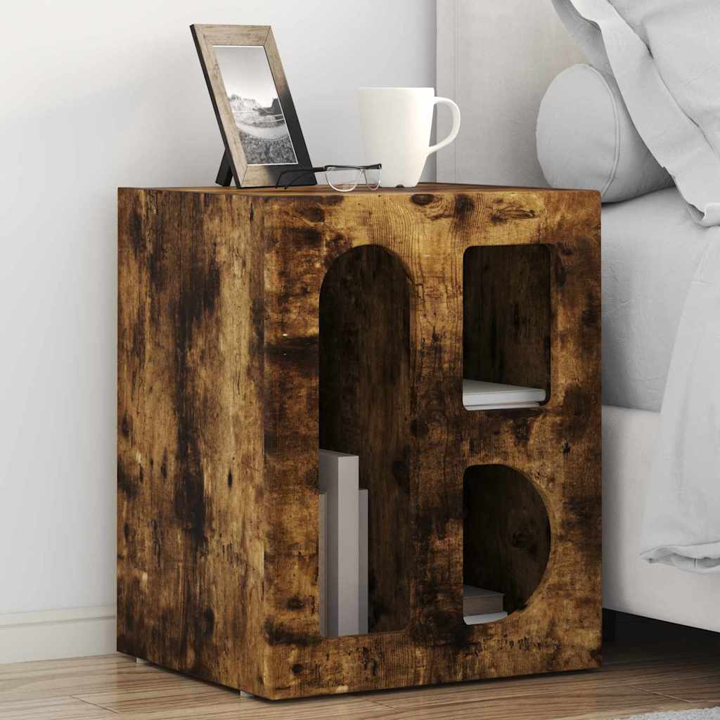 vidaXL Mesita de Noche ELST Roble ahumado 40 x 35 x 50 cm