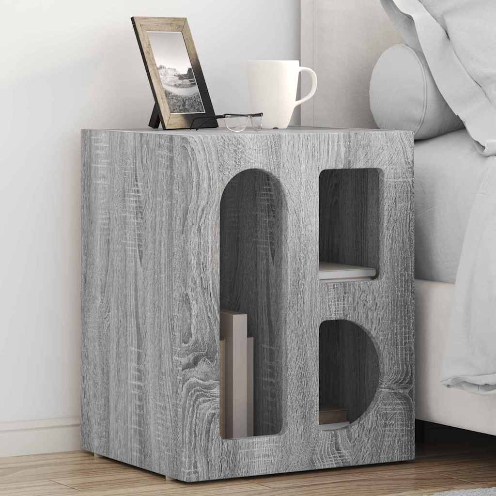 vidaXL Mesita de Noche ELST Gris Sonoma 40 x 35 x 50 cm