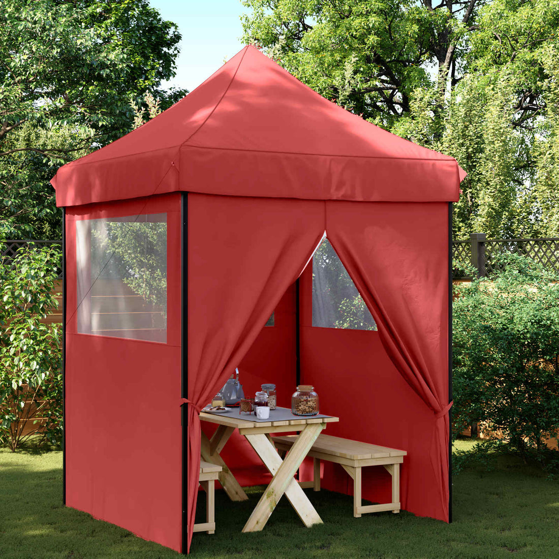 vidaXL Carpa de Fiesta 200 x 200 x 306 cm Burdeos Tela Oxford