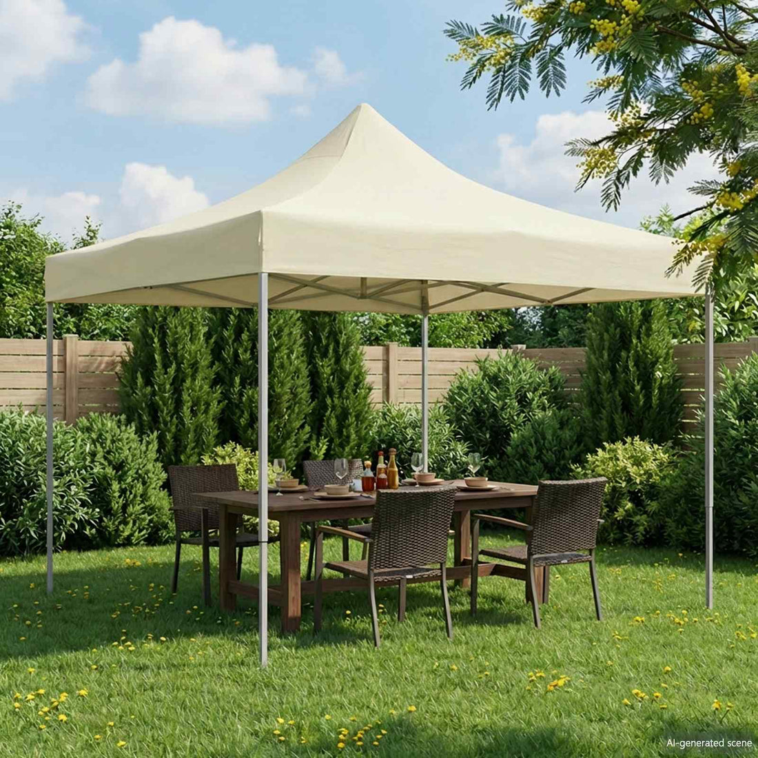 vidaXL Carpa de Fiesta 291 x 291 x 315 cm Crema Tela Oxford