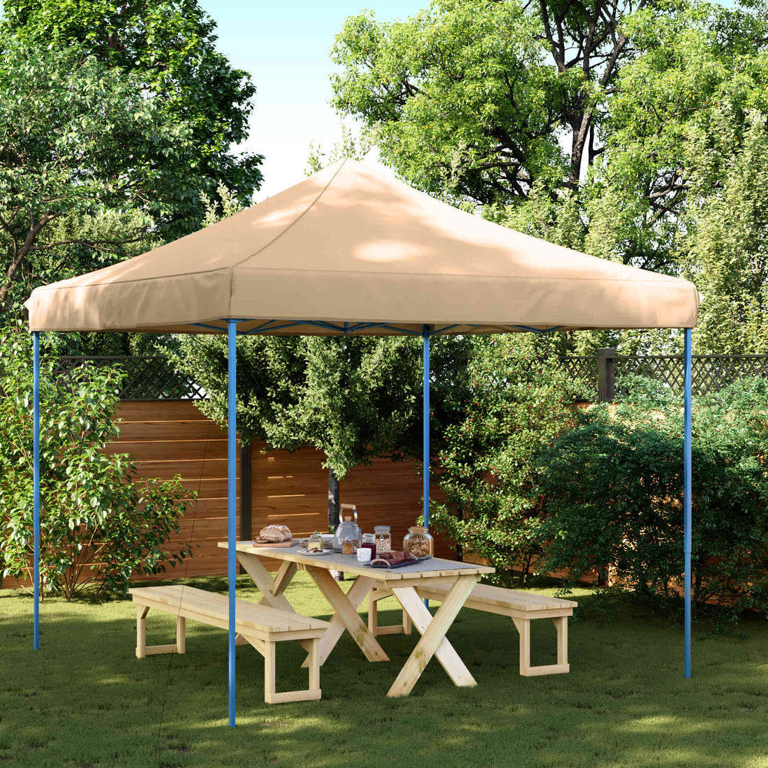 vidaXL Carpa de Fiesta 292 x 292 x 315 cm Beige Tela Oxford