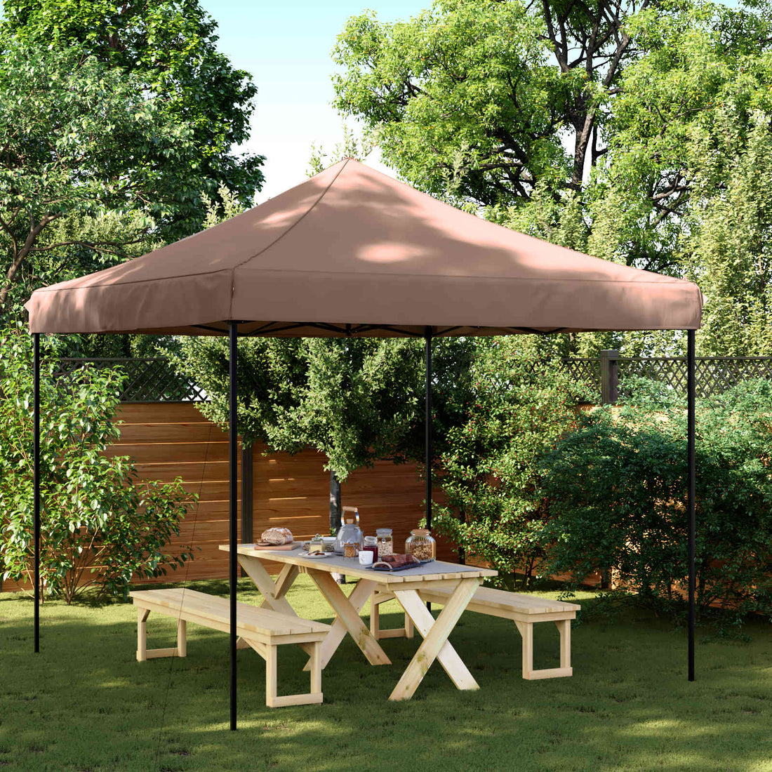 vidaXL Carpa de Fiesta 292 x 292 x 315 cm Marrón Tela Oxford