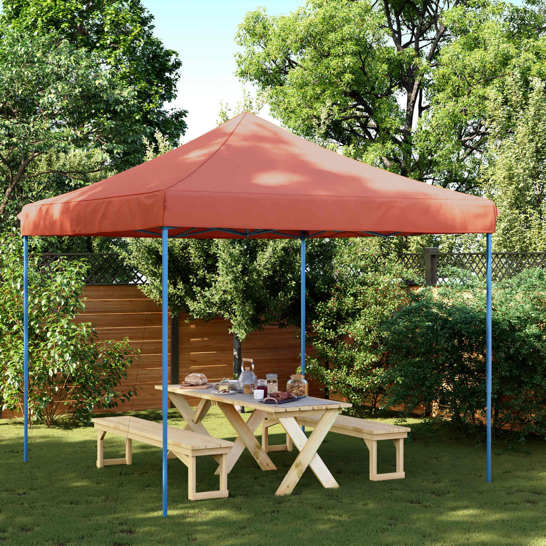 vidaXL Carpa de Fiesta 292 x 292 x 315 cm Terracota Tela Oxford